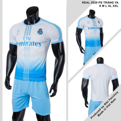 Quần áo bóng đá CLB Real Madrid màu Xanh da
