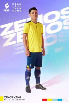 Áo bóng đá không logo thiết kế cao cấp Egan ZENOS màu Vàng