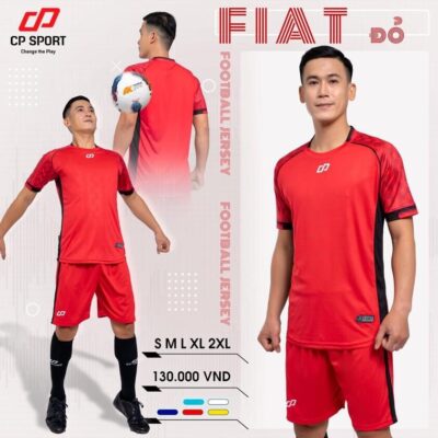 Áo bóng đá không logo thiết kế CP FIAT màu Đỏ