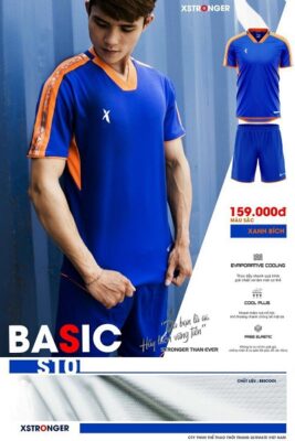 Áo bóng đá không logo thiết kế Xstronger S10 Basic màu xanh bích