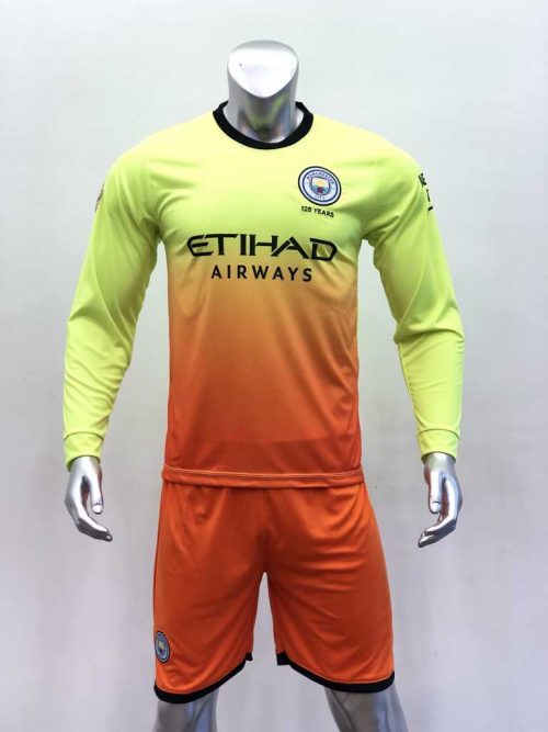 Quần áo bóng đá Tay dài Manchester City màu Vàng Cam mùa giải 19-20