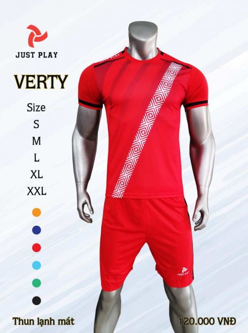 Áo bóng đá không logo cao cấp JP VERTY màu Đỏ