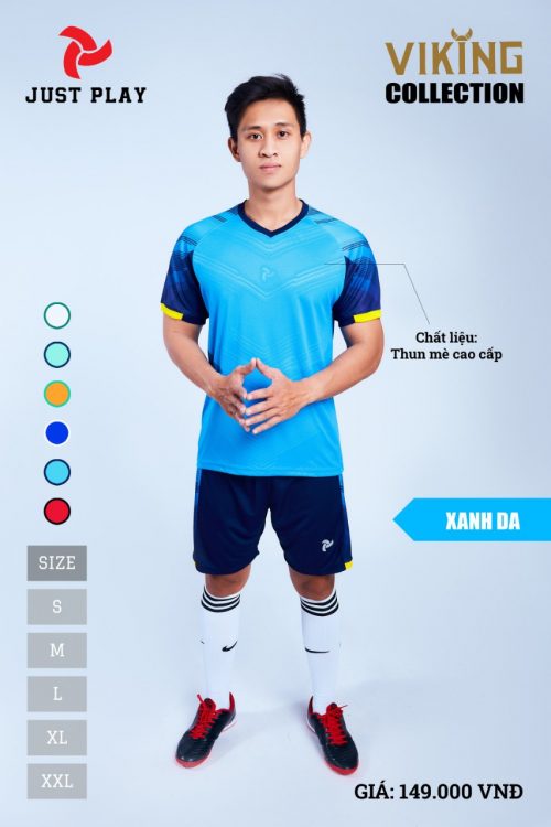 Áo bóng đá không logo thiết kế Just Play VIKING vải mè cao cấp 6 màu