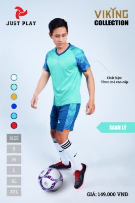 Áo bóng đá không logo thiết kế JP VIKING vải mè cao cấp màu xanh ngọc