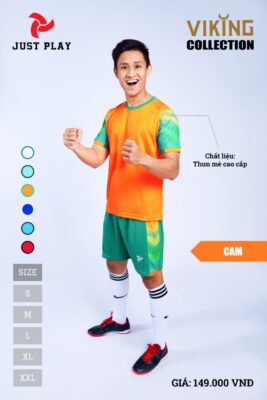 Áo bóng đá không logo thiết kế JP VIKING vải mè cao cấp màu cam