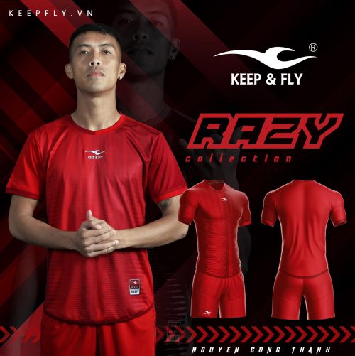 Áo bóng đá không logo cao cấp KEEP & FLY RAZY màu Đỏ