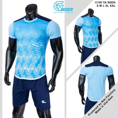 Áo bóng đá không logo Riki CONVIS-C100 màu xanh da