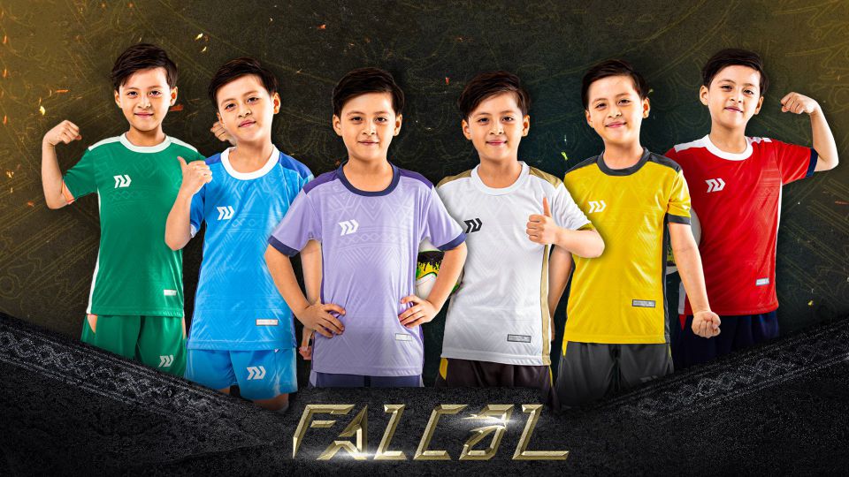 Áo bóng đá trẻ em không logo BU-Falcol vải mè cao cấp 6 màu