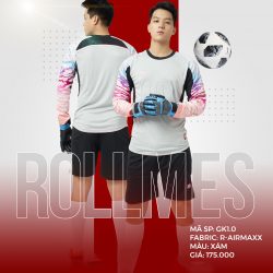 Áo thủ môn không logo thiết kế RIKI - ROLLMES vải mè R-Airmaxx cao cấp màu trắng