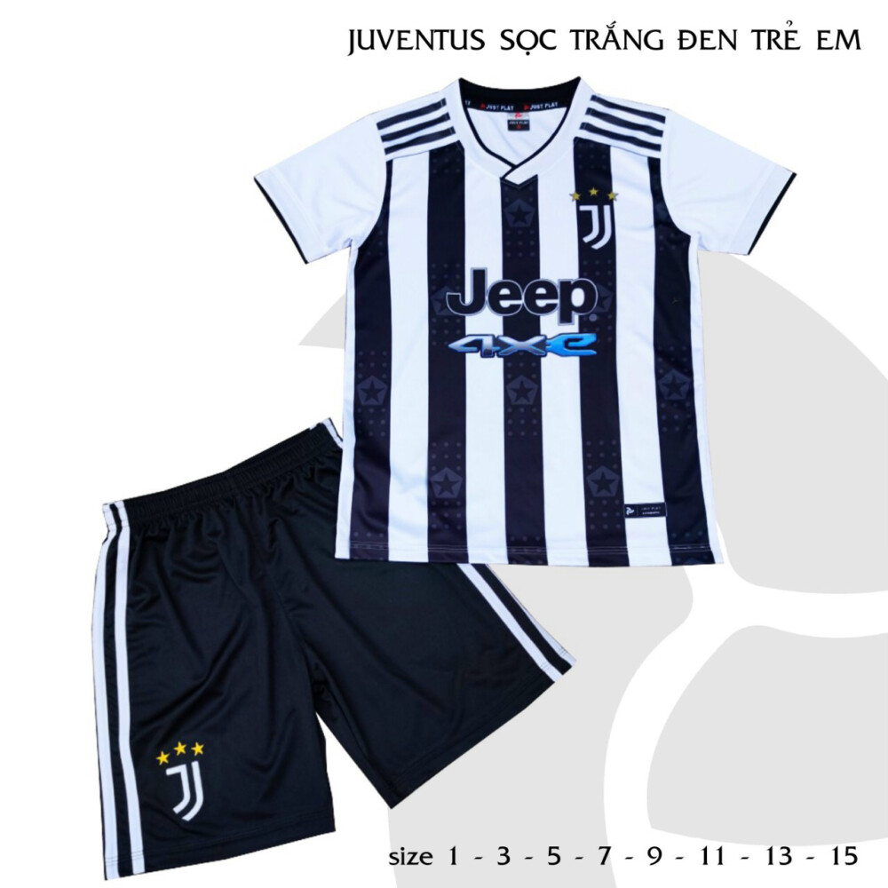 Quần áo bóng đá Trẻ Em CLB Juventus màu Trắng sọc đen 21-22