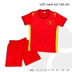 Quần áo bóng đá Trẻ Em Đội tuyển Việt Nam màu Đỏ 21-22