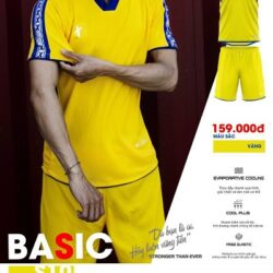 Áo bóng đá không logo thiết kế Xstronger S10 Basic màu vàng