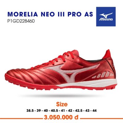 Giày bóng đá Mizuno Morelia Neo III Pro AS sân cỏ nhân tạo màu đỏ