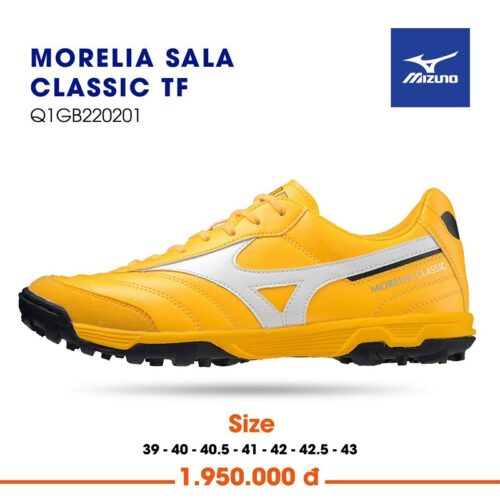 Giày bóng đá Mizuno Morelia Sala Classic TF sân cỏ nhân tạo màu vàng