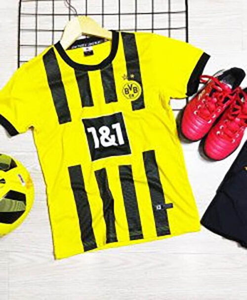 Quần áo bóng đá trẻ em Dortmund vàng sọc đen 2022
