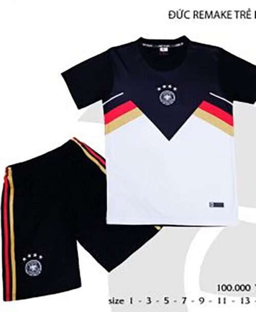 Quần áo bóng đá trẻ em Đức trắng đen 2022