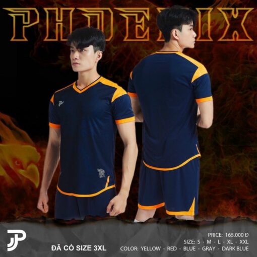 Quần áo bóng đá không logo Just Play Phoenix xanh đen
