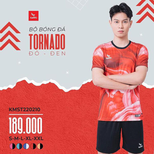 Quần áo bóng đá không logo Kamito Tornado màu đỏ