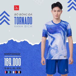 Quần áo bóng đá không logo Kamito Tornado màu xanh bích