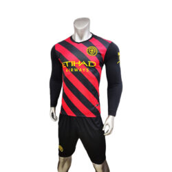 Quần áo Man City tay dài 2022 đỏ sọc đen N