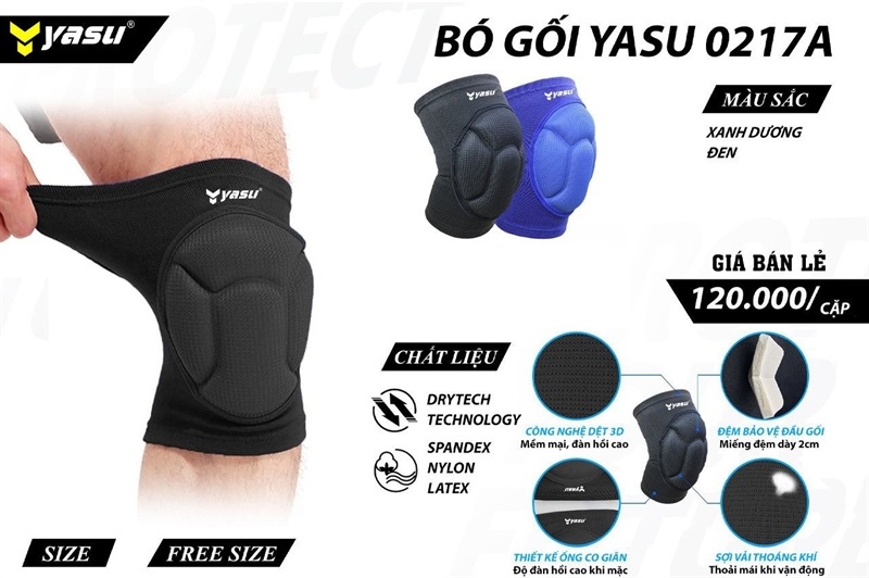 Bó gối thủ môn Yasu YS0217A đen (Cặp)