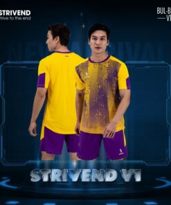 Quần áo bóng đá không logo Strivend V1 màu vàng