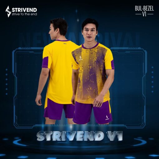 Quần áo bóng đá không logo Strivend V1 màu vàng