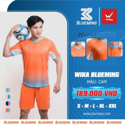 Quần áo bóng đá không logo Wika Blueming Cam
