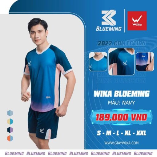 Quần áo bóng đá không logo Wika Blueming Navy