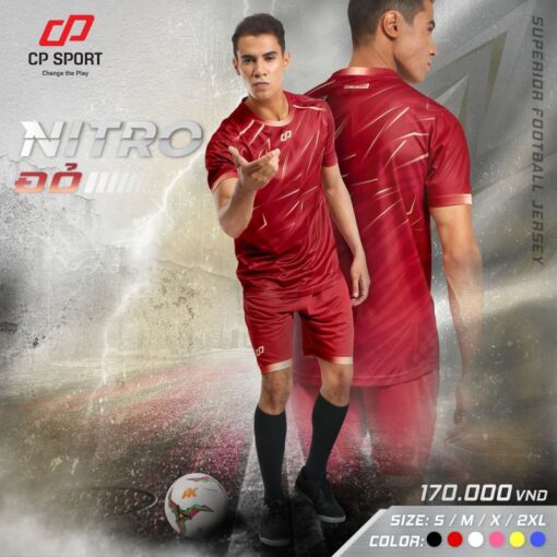 Quần áo bóng đá không logo CP Nitro màu đỏ