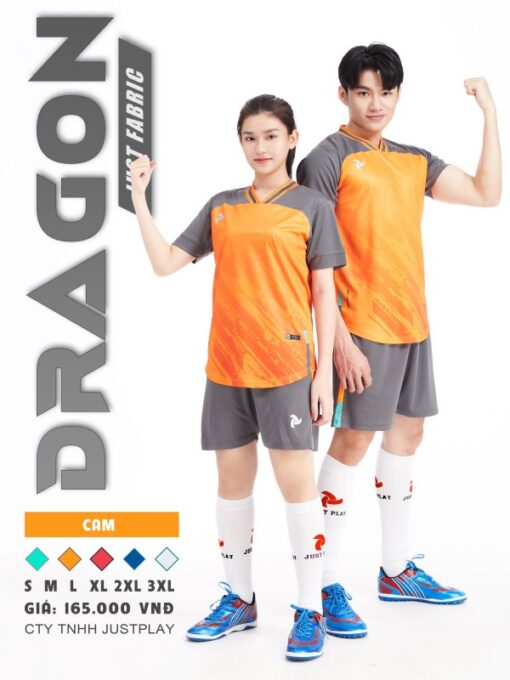 Quần áo bóng đá không logo Just Play Dragon màu cam