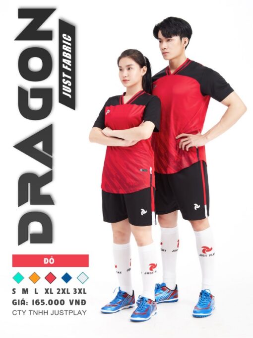 Quần áo bóng đá không logo Just Play Dragon màu đỏ