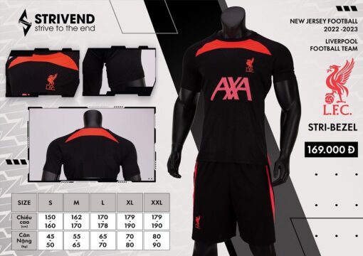 Quần áo Liverpool màu đen Strivend cao cấp 2022-23