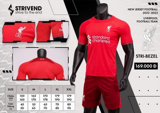 Quần áo Liverpool màu đỏ Strivend cao cấp 2022-23