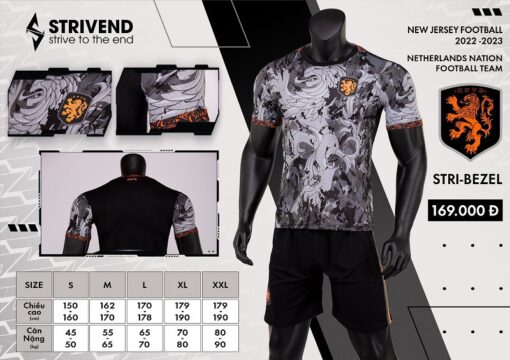 Quần áo Hà Lan màu đen Strivend cao cấp 2022-23
