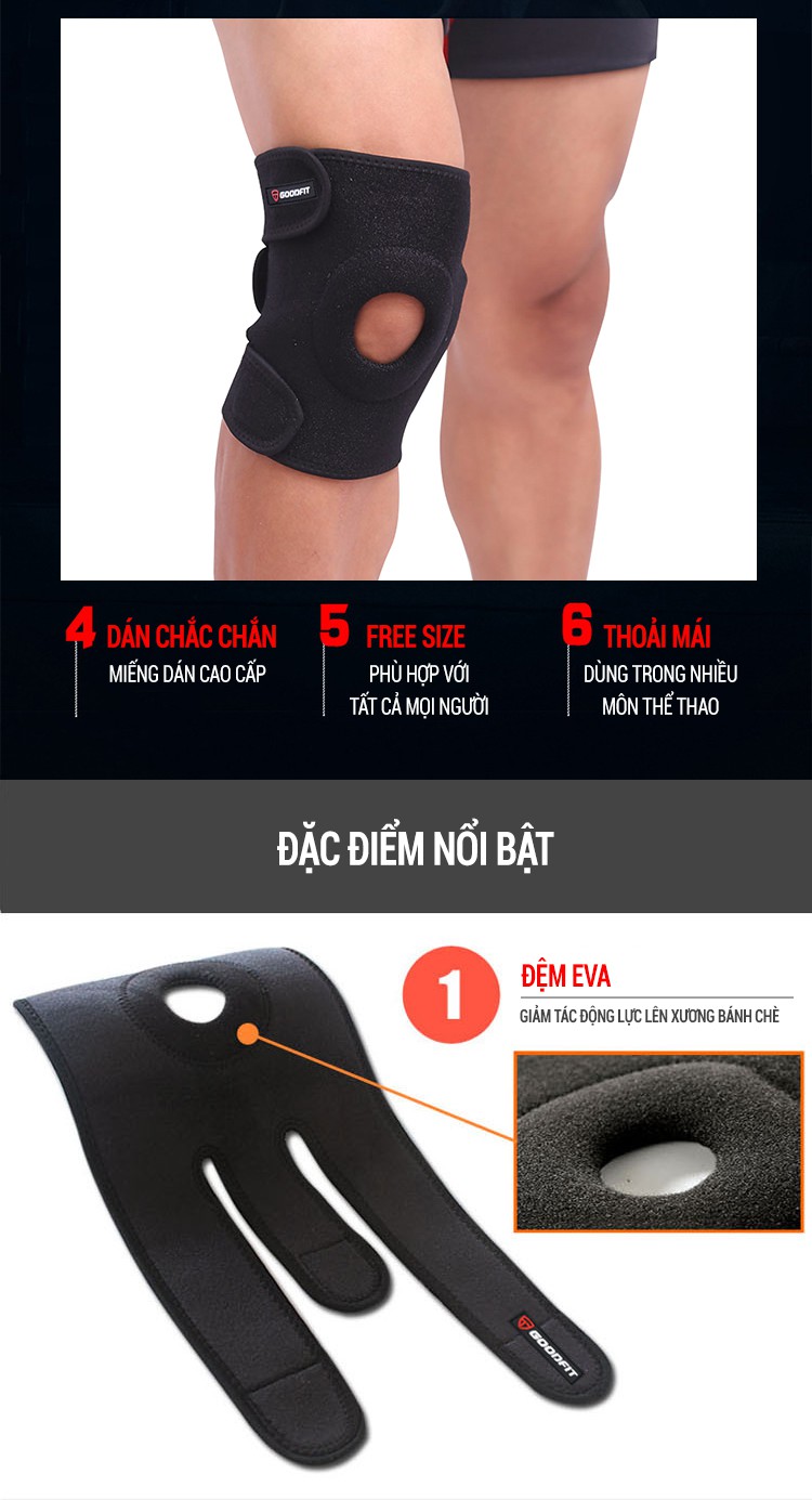 Đai bảo vệ khớp gối co giãn, thoáng khí GoodFit GF523K 3