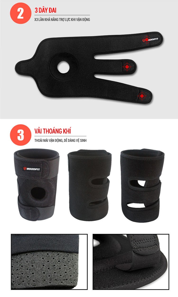 Đai bảo vệ khớp gối co giãn, thoáng khí GoodFit GF523K 1