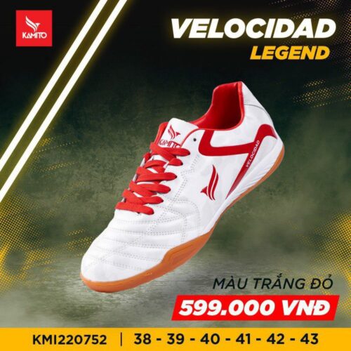 Giày bóng đá Kamito Velocidad Legend IC sân Futsal màu trắng đỏ