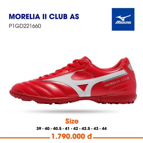 Giày bóng đá Mizuno Morelia II Club AS sân cỏ nhân tạo màu đỏ