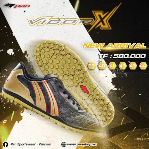 Giày Pan Vigor X Easy mẫu mới 2022 TF sân cỏ nhân tạo màu đen