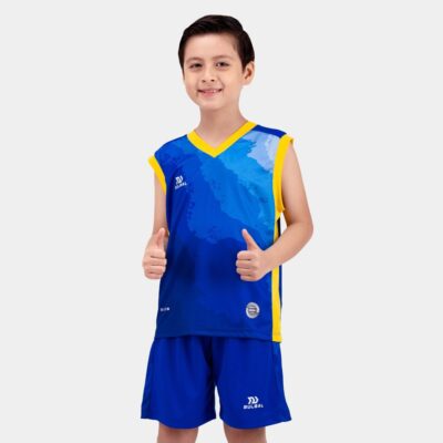 Quần áo bóng rổ trẻ em Bulbal Terras màu xanh bích
