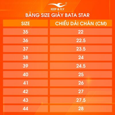 Bảng size giày Keep & Fly