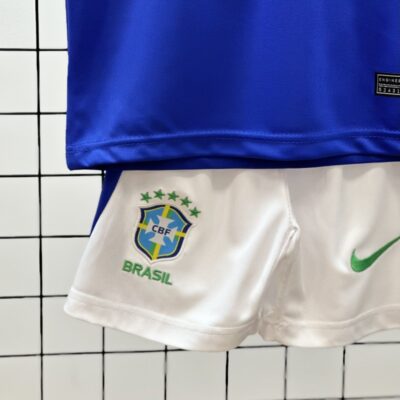 Chất vải quần áo trẻ em Brazil màu xanh sân khách World Cup 2022 hàng thái kiểu 1