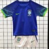 Quần áo trẻ em Brazil màu xanh sân khách World Cup 2022 hàng thái kiểu 1
