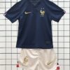 Quần áo trẻ em Pháp màu xanh sân nhà World Cup 2022 F1 kiểu 1