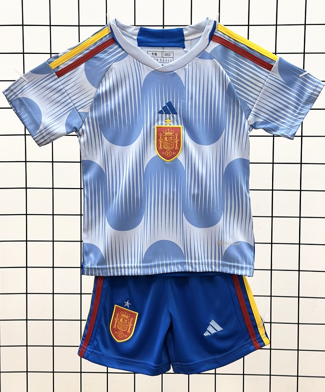 Quần áo trẻ em Tây Ban Nha màu xanh sân khách World Cup 2022 F1 - K1 - 3