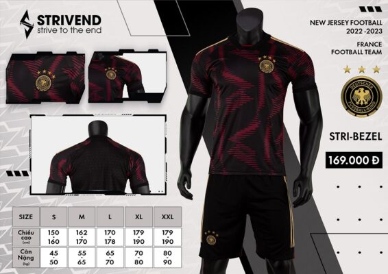 Quần áo Đức Strivend cao cấp 2022-23 màu đỏ đen
