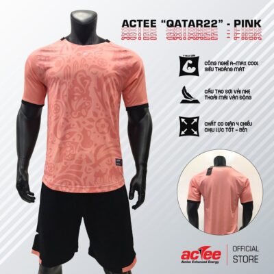 Quần áo đá banh không logo Molten Actee Qatar22 màu hồng