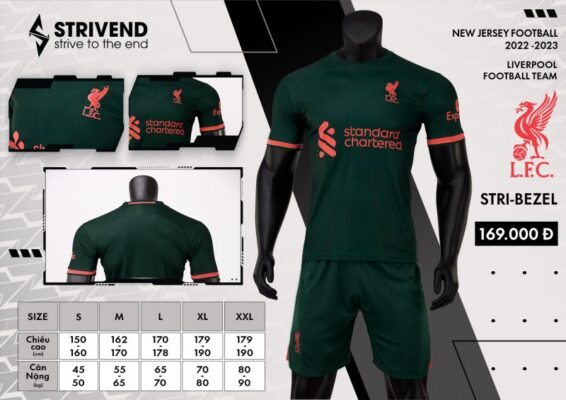 Quần áo Liverpool Strivend cao cấp 2022-23 màu xanh rêu