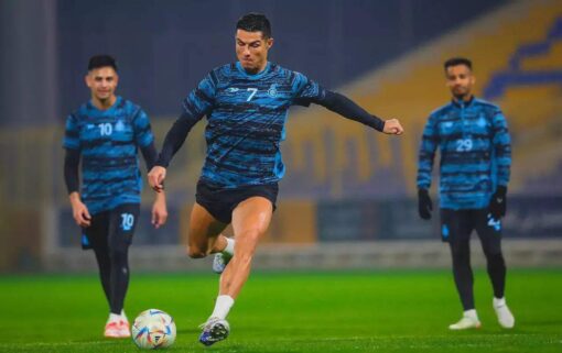 Quần áo Al Nassr Ronaldo màu xanh cổ vịt sân khách mùa 2023